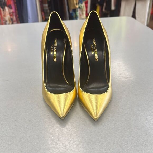 Saint Laurent Metallic Gold Heels - Picture 2 of 8